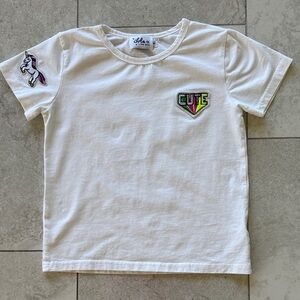 Lola + The Boys White Tee with Unicorn and Cute Patch sz 6